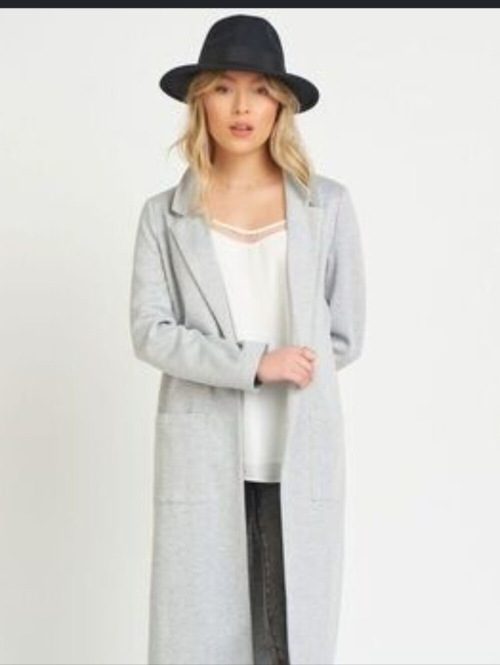 Dex Gray Open Front Cotton Soft Knitted Coat Pockets Long Sleeves Womens XL New